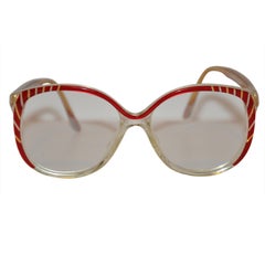 Balenciaga Red & Clear Lucite Frame Glasses