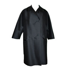 '50s Wool-silk blend Taffeta black evening coat
