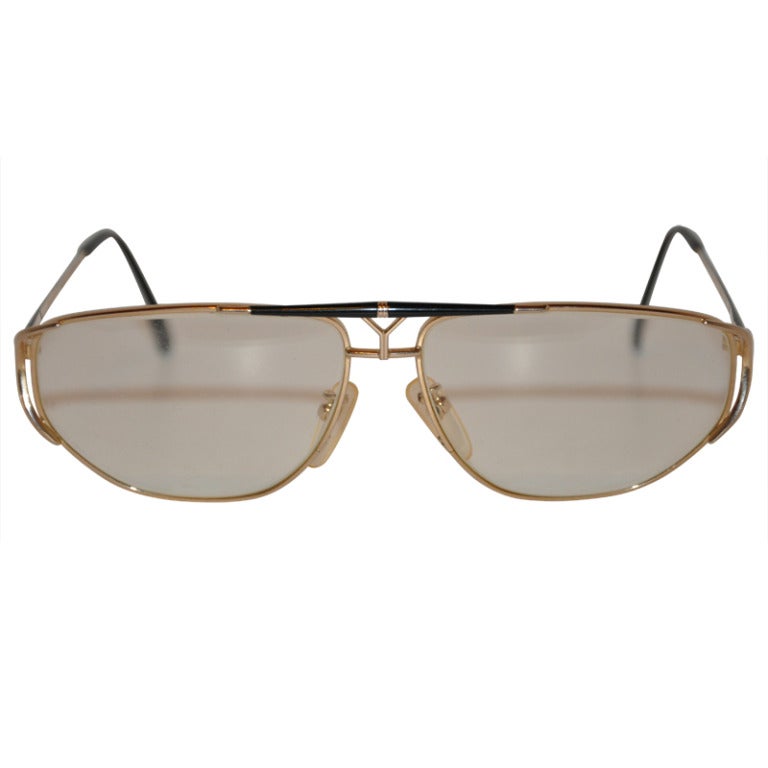 Yves Saint Laurent Gold & Black "Y" Eyeglasses