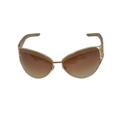 Yves Saint Laurent Gold Wrap-Around with Gold Etch Sunglasses