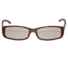 Prada Brick-Red Lucite with Silver Hardware Trim Glasses 6