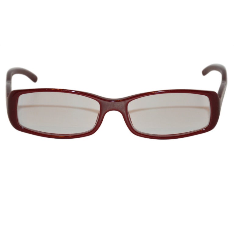 Prada Brick-Red Lucite with Silver Hardware Trim Glasses