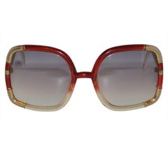 Retro Burgundy and Clear with Gold Hardware Bamboo Sunglasses