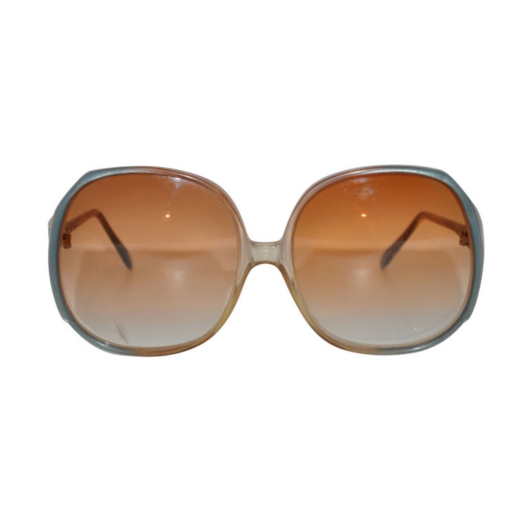 Rivera "Colette" Style Huge Pale-Blue Frame Sunglasses