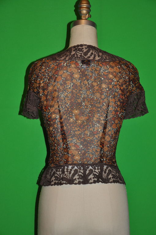 Black Valentino 'Boutique' Floral chiffon & Lace top For Sale