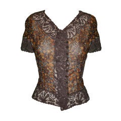 Vintage Valentino 'Boutique' Floral chiffon & Lace top