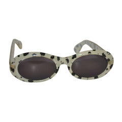 Black & White "Leopard" Print with Clear-Lucite-Finish Sunglasses 8