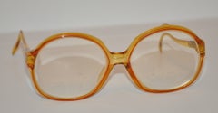 Vintage Clear Yellow with Red Trim Frame Glasses