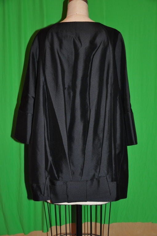 Black Wool/Silk Organza Cocktail Jacket For Sale