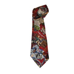 Vintage Nicole Miller's "Book Reading" Silk Men's Tie