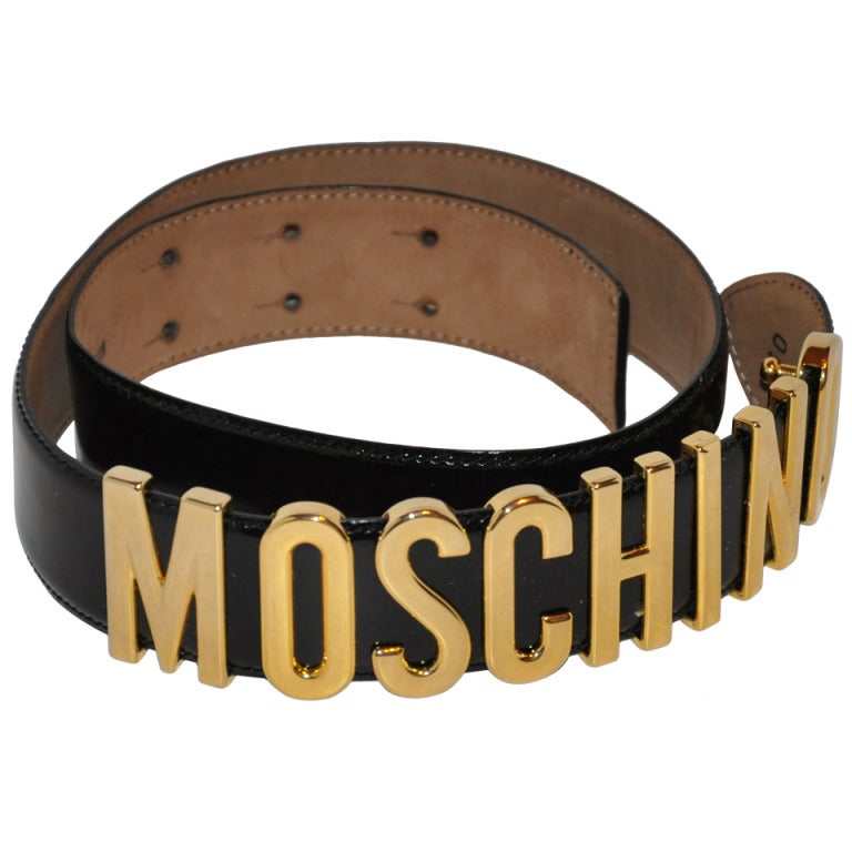 Moschino Gold Hardware Name Plate Belt