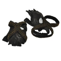 Black Lambskin Driving Gloves with Embellished Straps