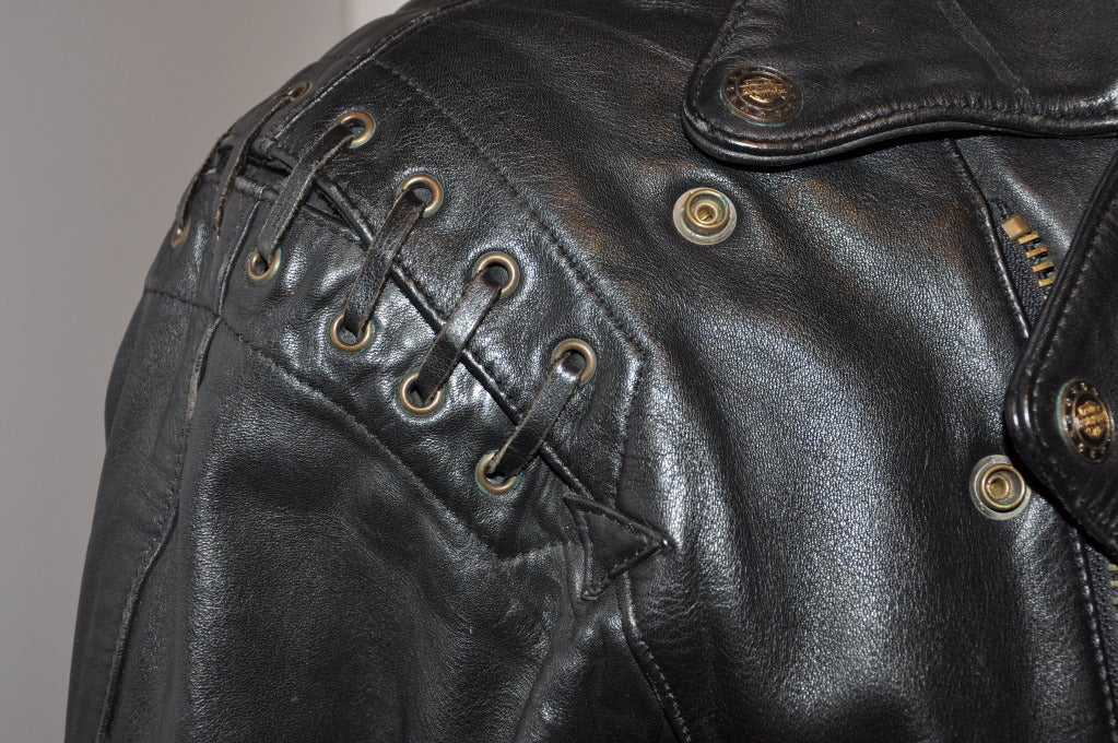 Harley Davidson Black Leather Men's Detailed M.C. Jacket For Sale at ...