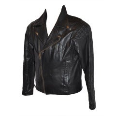 Vintage Harley Davidson Black Leather Men's Detailed M.C. Jacket