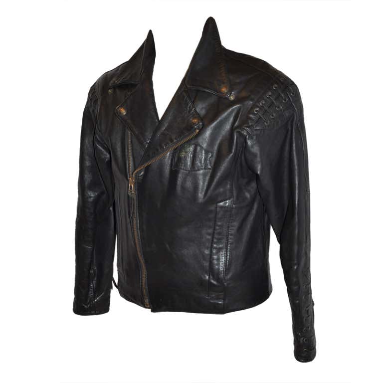 Harley Davidson Black Leather Men's Detailed M.C. Jacket For Sale at ...