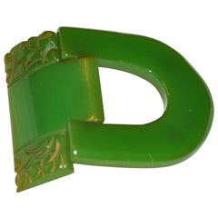 Vintage Unique Asian-Green Bakelite Buckle