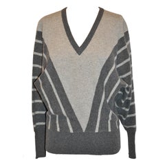 Vintage V-Neck Charcoal & Gray Cashmere Sweater