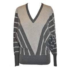 V-Neck Charcoal & Gray Cashmere Sweater