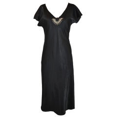 Fernando Scanchez Black-Stripe Long Slip-Dress