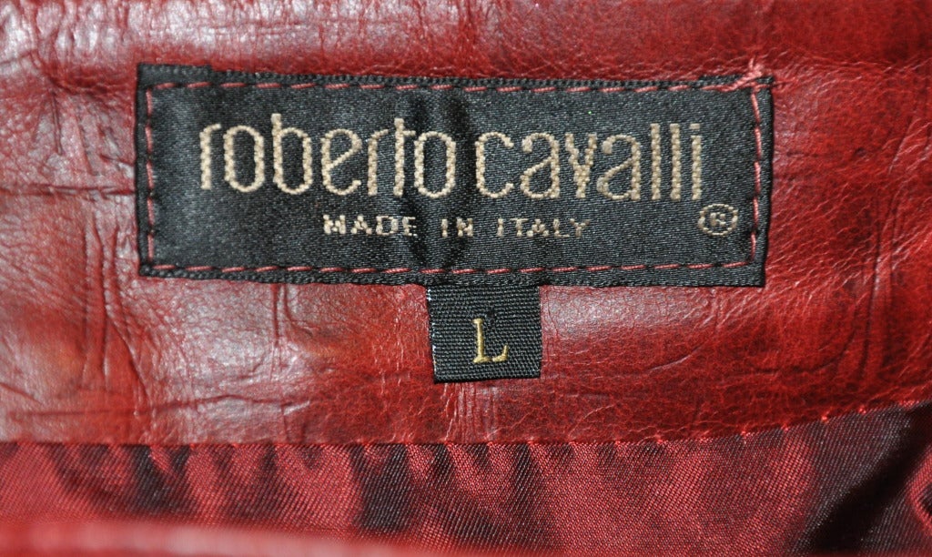 Brown Roberto Cavalli Burgundy Embossed Crocodile Leather Emsemble For Sale