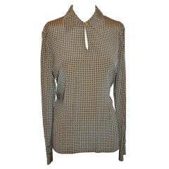 Giorgio Armani "Le Collezioni" Basket-Weave Print Silk Top