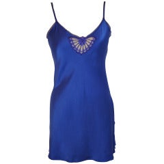 Fernando Sanchez Bold Blue Silk Crepe de Chine Slip Dress