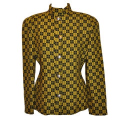 Spazio Black & Yellow Snap-Front Knit Jacket