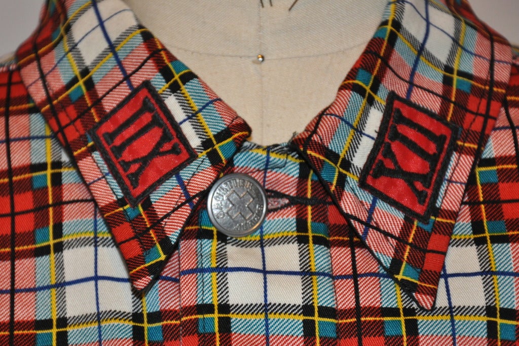 Jean Paul Gaultier Plaid Cropped Button-Down Top In Excellent Condition For Sale In New York, NY