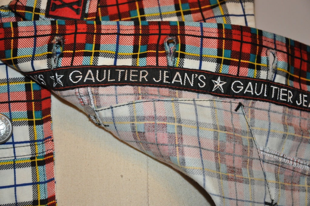 Jean Paul Gaultier Plaid Cropped Button-Down Top For Sale 1