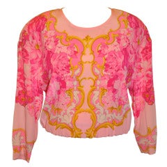 Escada Floral-Print Silk BodySuit Blouse 3