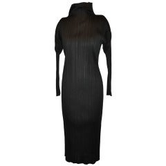 Vintage Issey Miyake Black High-Neck Pleated Dress