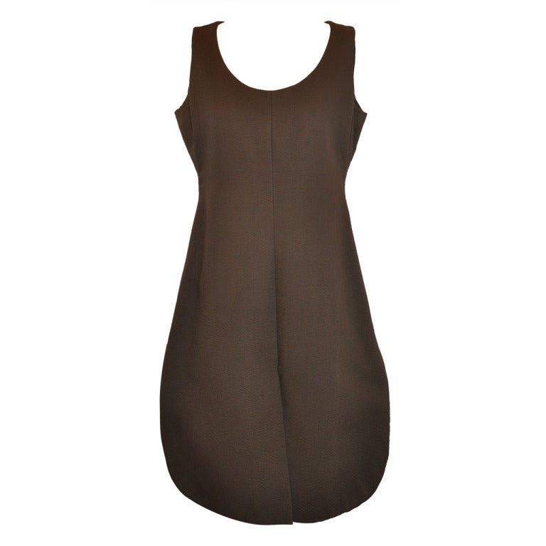 Geoffrey Beene Taupe Scallop-Hem Dress