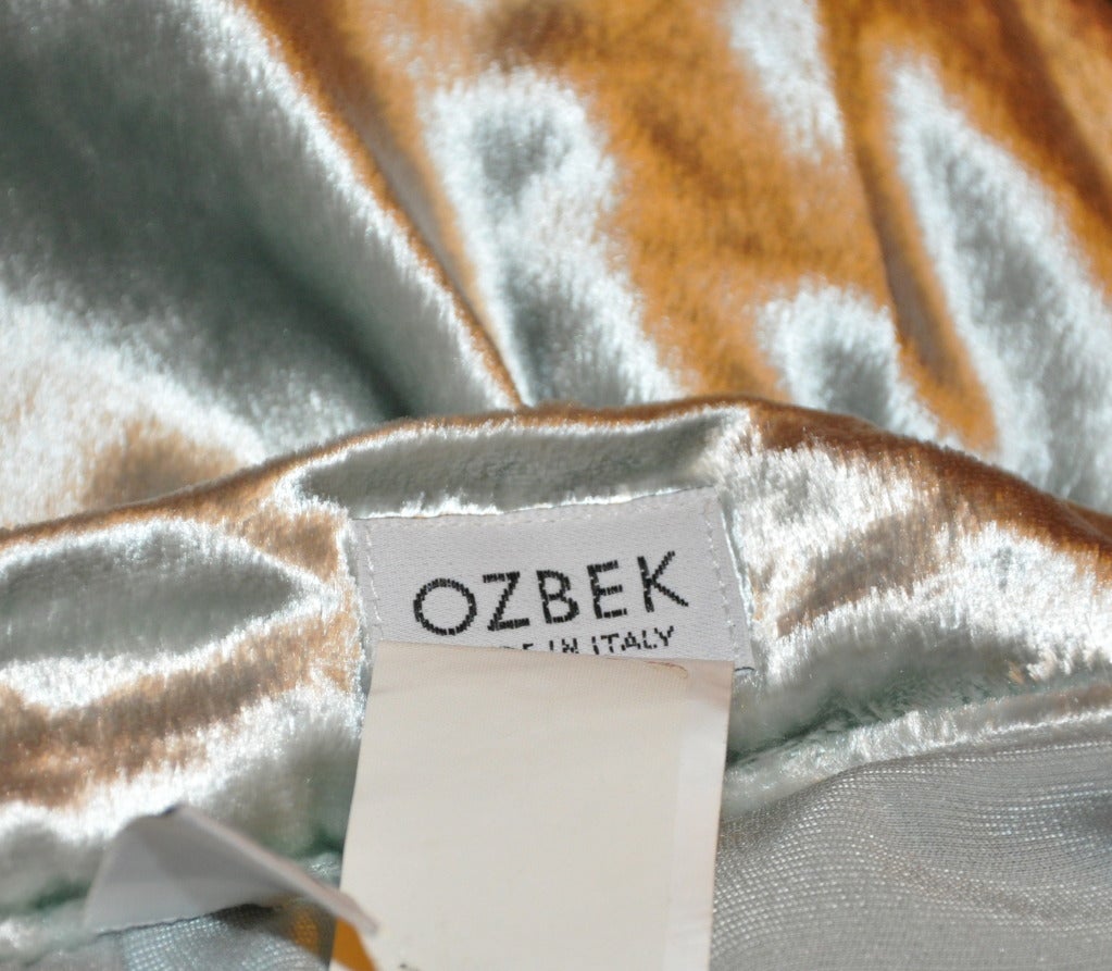 Ozbek pale-green velvet skirt measures 16 1/4