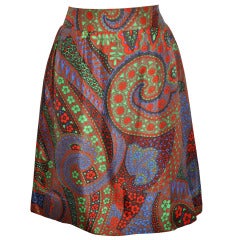 Pierre Cardin Multi-Colored Multi-Print Fully-Lined Silk Skirt 7