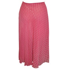 Vintage Judy Hornby 'Couture' Double-Layered Pink & White Bias-Cut Chiffon Skirt