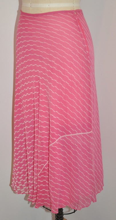 Judy Hornby 'Couture' Double-Layered Pink & White Bias-Cut Chiffon Skirt