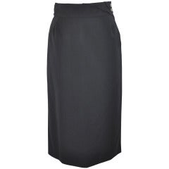 Retro Alexander McQueen Black Spring-Wool High-Slit Skirt