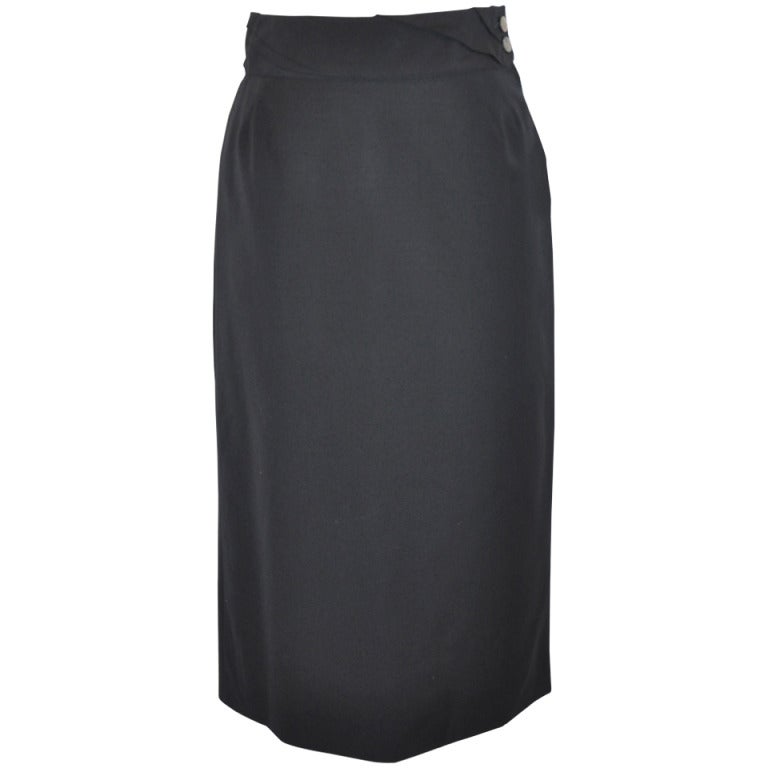 Alexander McQueen Black Spring-Wool High-Slit Skirt For Sale