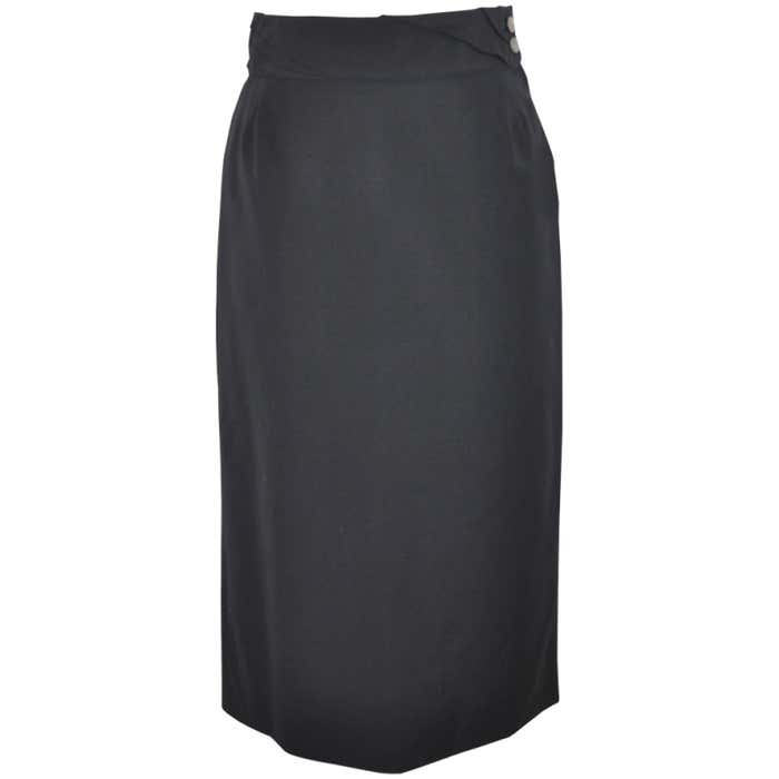 Alexander McQueen Black Spring-Wool High-Slit Skirt For Sale at 1stDibs ...