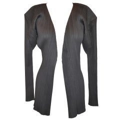 Issey Mitake Charcoal Gray Pleated Open Jacket