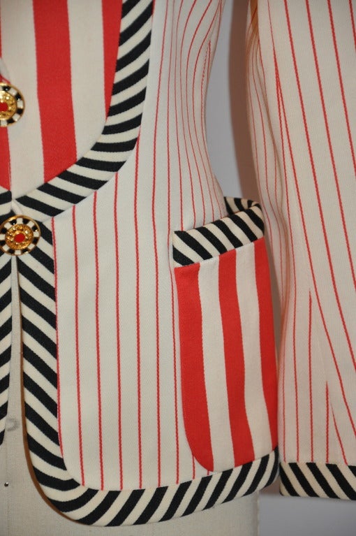 Women's Emanuel Ungaro Multi-Striped Patch Pocket Jacket For Sale