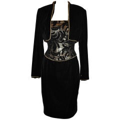 Pilar Rossi Velvet & Metallic Gold Evening Ensemble 11