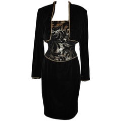 Pilar Rossi Velvet & Metallic Gold Evening Ensemble