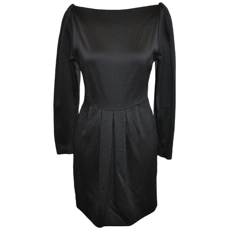 Black Silk Fully Lined Silk Crepe Cocktail Dress
