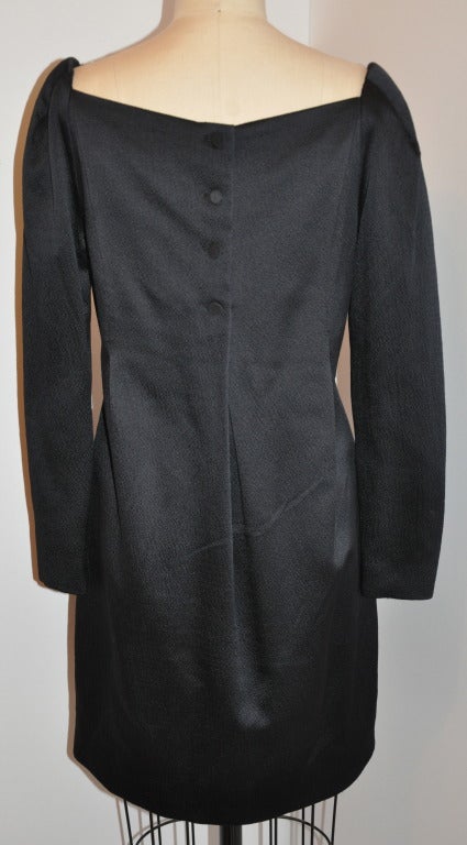 Women's Black Silk Fully Lined Silk Crepe Cocktail Dress