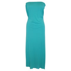 Retro Julio Bold Turquoise Slim-Cut Strapless dress/ Long Evening Skirt