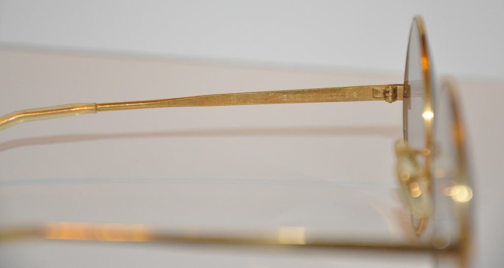 Women's or Men's Gold-Filled Hardware Huge Round-Framed Glasses