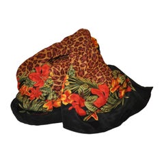 Bold Jungle With Floral Print Silk Scarf
