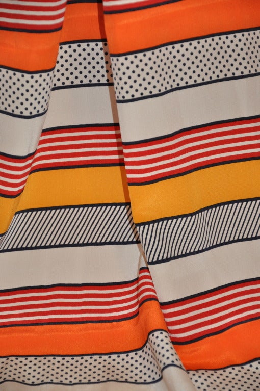 Saks Fifth Avenue multi-colored striped silk scarf measures 17