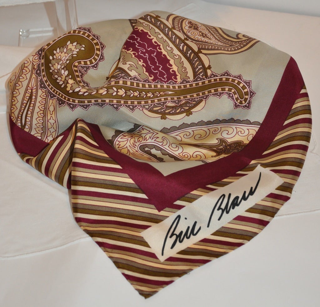 Bill Blass Bold Palsey print silk scarf measures 28